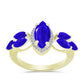 Inel din Argint 925 Placat cu Aur ( 3.73 grame ) cu Agat Albastru și Topaz Alb 3.09 Carate