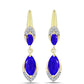 Cercei din Argint 925 Placat cu Aur ( 3.92 grame ) cu Agat Albastru și Topaz Alb 2.56 Carate