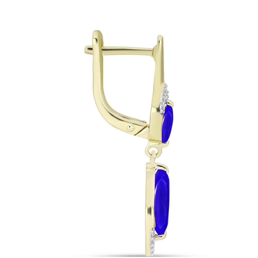 Cercei din Argint 925 Placat cu Aur ( 3.92 grame ) cu Agat Albastru și Topaz Alb 2.56 Carate 2 