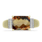 Inel din Argint 925 Placat cu Aur ( 3.87 grame ) cu Cuarț Coniac și Topaz Alb 3.76 Carate