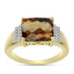Inel din Argint 925 Placat cu Aur ( 3.87 grame ) cu Cuarț Coniac și Topaz Alb 3.76 Carate