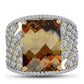 Inel din Argint 925 Placat cu Aur ( 6.53 grame ) cu Cuarț Coniac și Topaz Alb 10.95 Carate