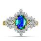 Inel din Argint 925 Placat cu Aur ( 3.49 grame ) cu Cuarț Păun și Topaz Alb 2.43 Carate