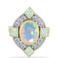 Inel din Argint 925 Placat cu Aur ( 4.65 grame ) cu Opal Welo și Topaz Alb 2.3 Carate