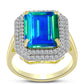 Inel din Argint 925 Placat cu Aur ( 3.8 grame ) cu Cuarț Păun și Topaz Alb 6.19 Carate
