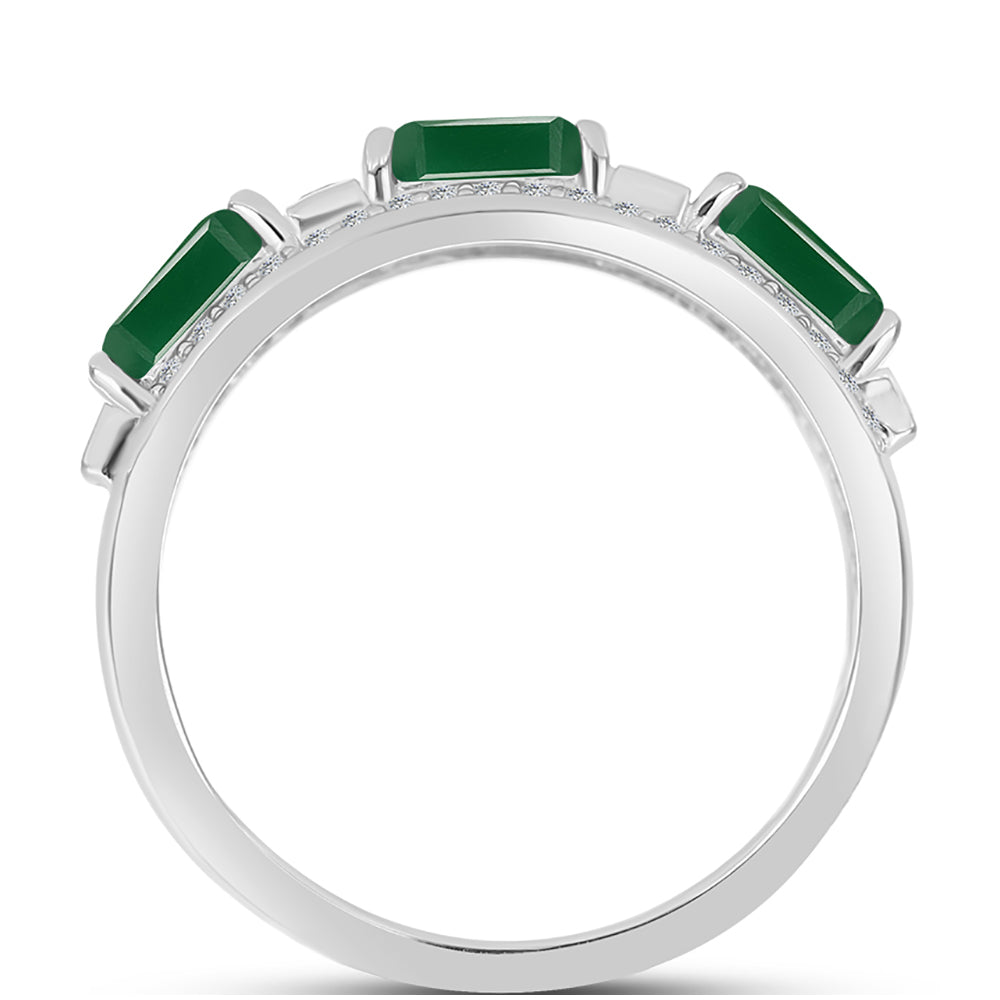 Inel din Argint 925 ( 3.76 grame ) cu Calcedon Verde și Topaz Alb 2.29 Carate