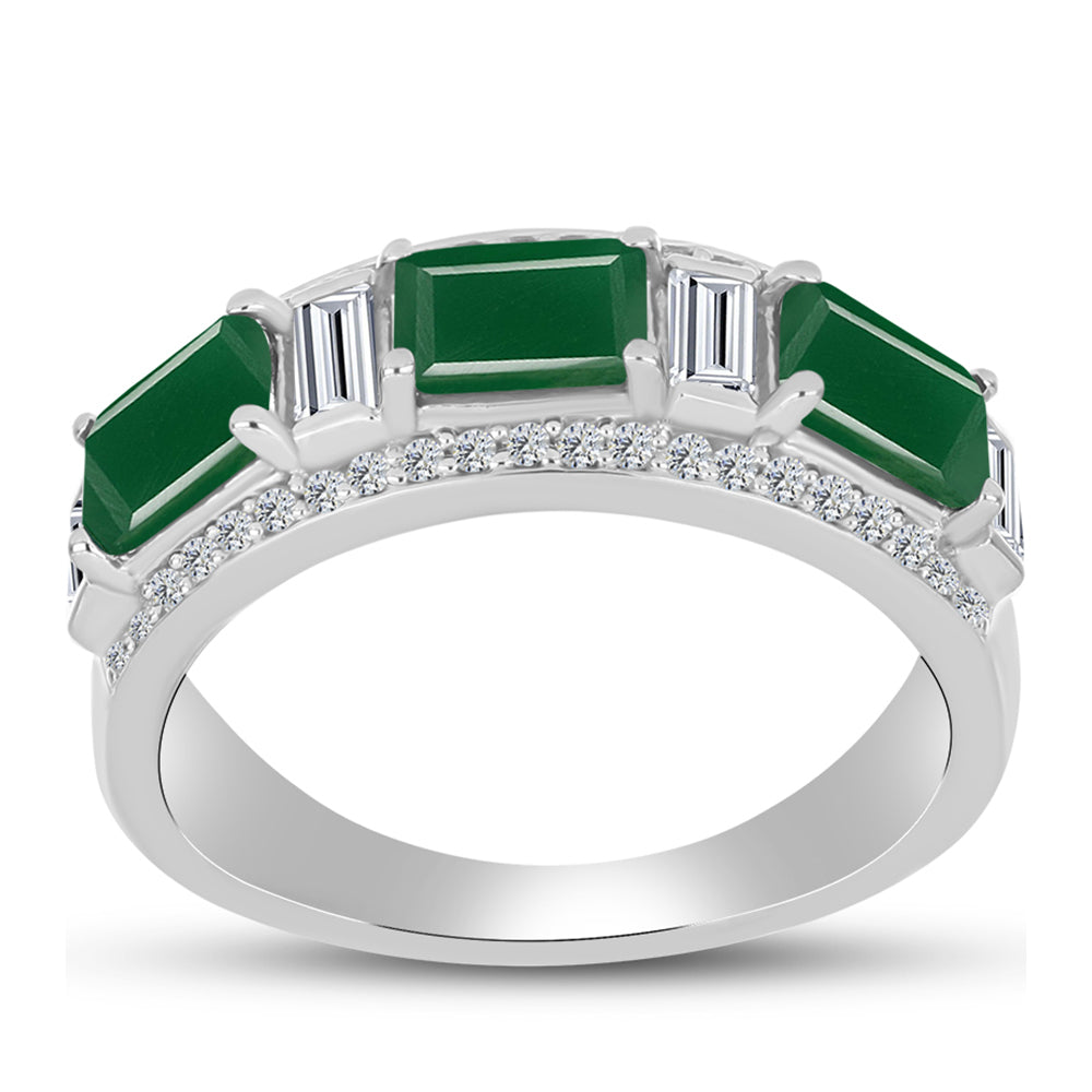 Inel din Argint 925 ( 3.76 grame ) cu Calcedon Verde și Topaz Alb 2.29 Carate