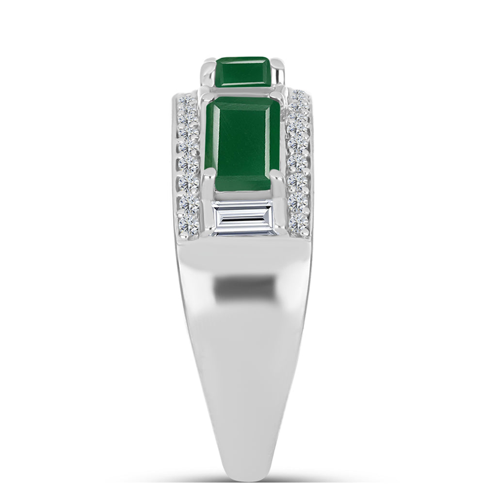 Inel din Argint 925 ( 3.76 grame ) cu Calcedon Verde și Topaz Alb 2.29 Carate 4 