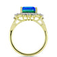 Inel din Argint 925 Placat cu Aur ( 3.92 grame ) cu Cuarț Păun și Topaz Alb 3.97 Carate
