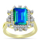 Inel din Argint 925 Placat cu Aur ( 3.92 grame ) cu Cuarț Păun și Topaz Alb 3.97 Carate