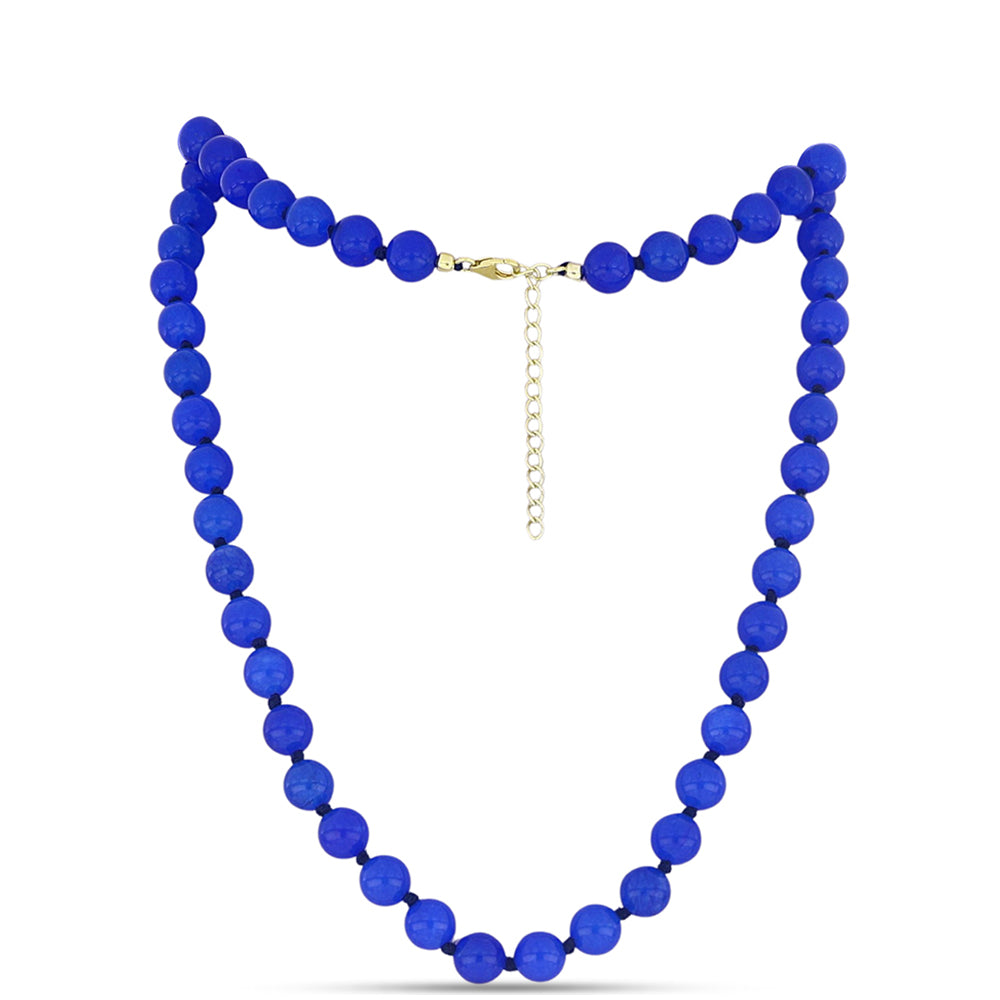 Colier din Argint 925 Placat cu Aur ( 1.02 grame ) cu Agat Albastru 168.02 Carate 1 