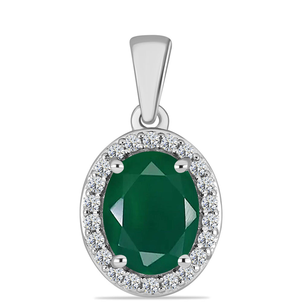 Pandantiv din Argint 925 ( 1.17 grame ) cu Calcedon Verde și Topaz Alb 1.74 Carate