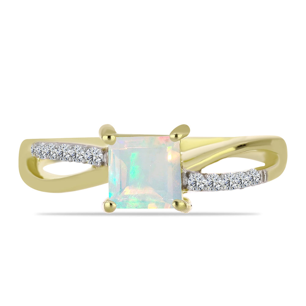 Inel din Argint 925 Placat cu Aur ( 2.39 grame ) cu Opal Welo și Topaz Alb 0.79 Carate 1 