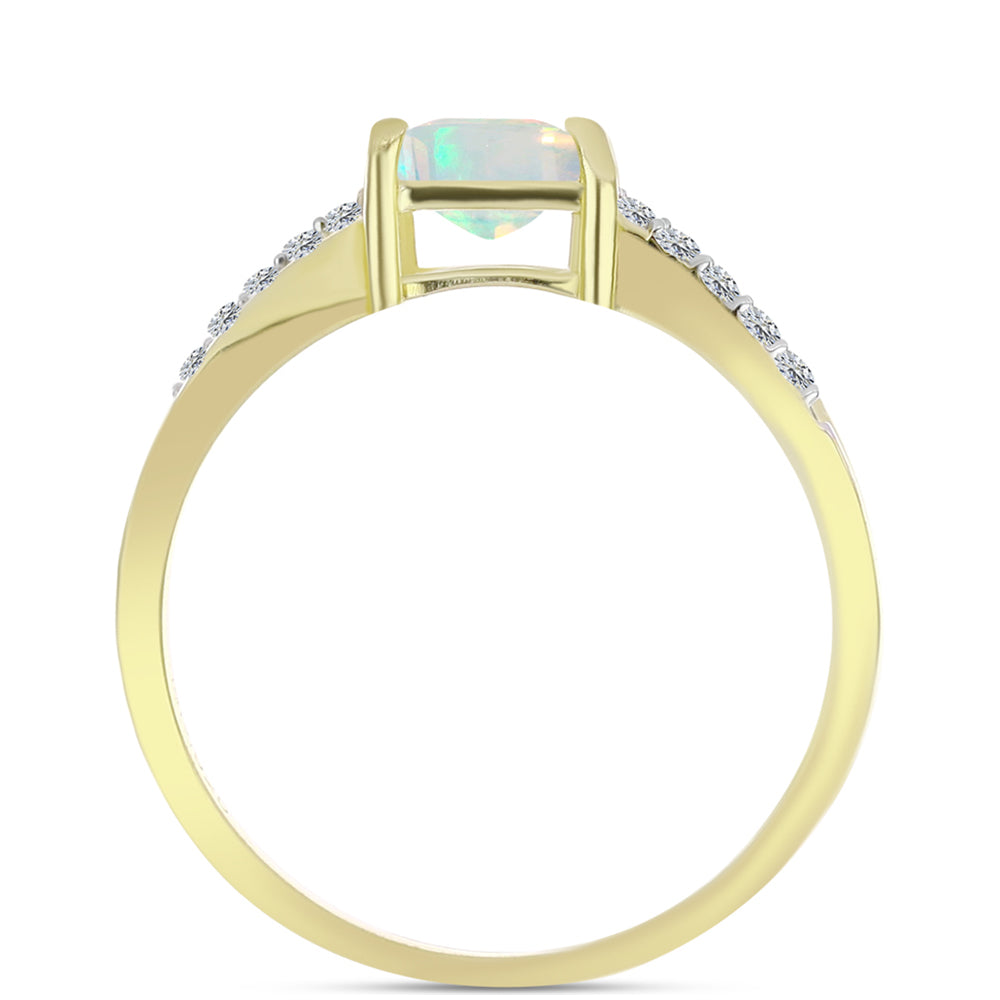 Inel din Argint 925 Placat cu Aur ( 2.39 grame ) cu Opal Welo și Topaz Alb 0.79 Carate