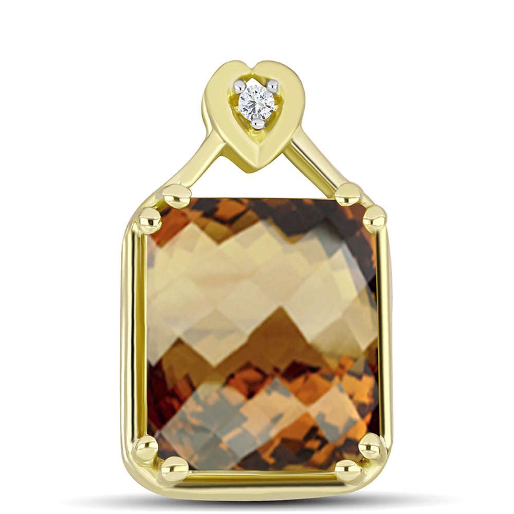 Pandantiv din Argint 925 Placat cu Aur ( 1.4 grame ) cu Cuarț Coniac și Topaz Alb 4.95 Carate