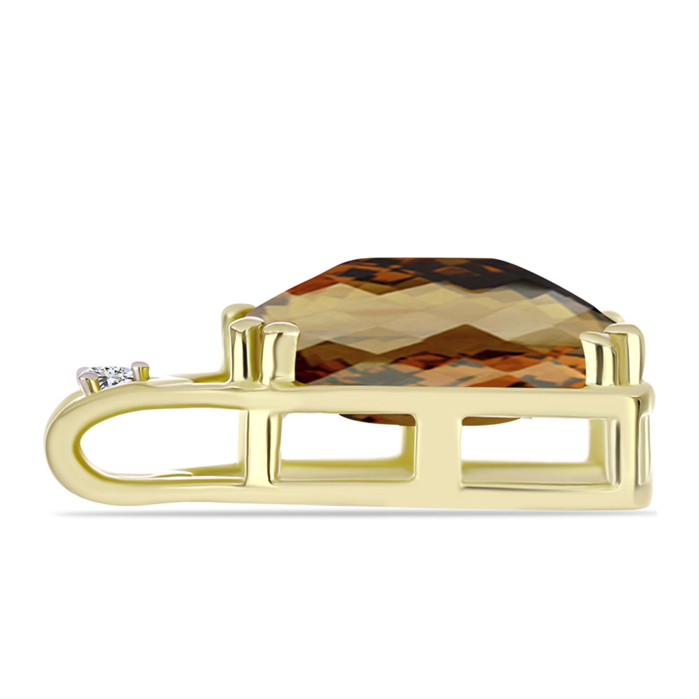 Pandantiv din Argint 925 Placat cu Aur ( 1.4 grame ) cu Cuarț Coniac și Topaz Alb 4.95 Carate