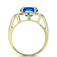 Inel din Argint 925 Placat cu Aur ( 3.73 grame ) cu Cuarț Păun și Topaz Alb 5.8 Carate