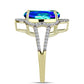 Inel din Argint 925 Placat cu Aur ( 3.73 grame ) cu Cuarț Păun și Topaz Alb 5.8 Carate