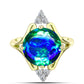 Inel din Argint 925 Placat cu Aur ( 3.75 grame ) cu Cuarț Păun și Topaz Alb 5.38 Carate