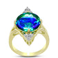 Inel din Argint 925 Placat cu Aur ( 3.75 grame ) cu Cuarț Păun și Topaz Alb 5.38 Carate