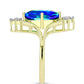 Inel din Argint 925 Placat cu Aur ( 3.75 grame ) cu Cuarț Păun și Topaz Alb 5.38 Carate