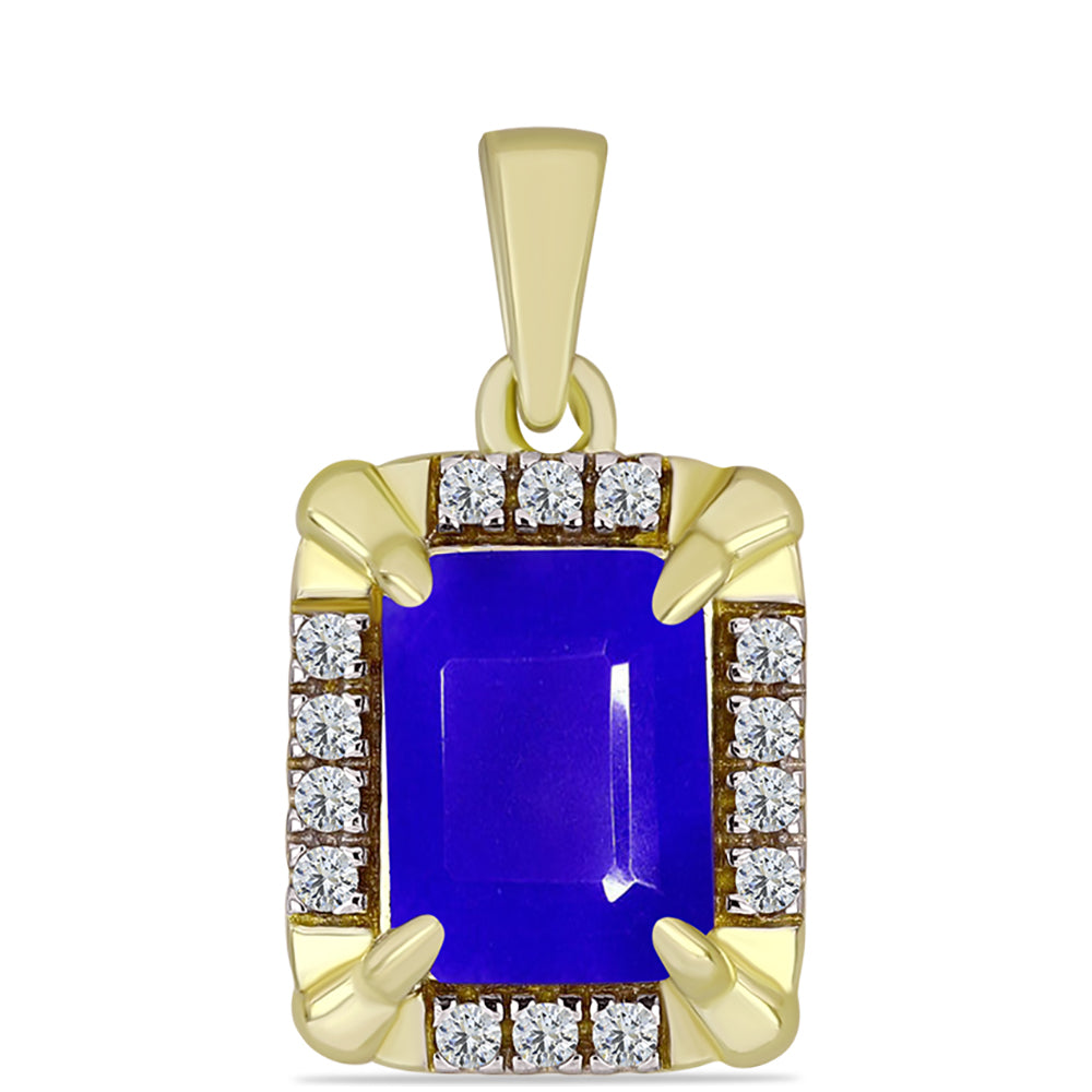 Pandantiv din Argint 925 Placat cu Aur ( 1.58 grame ) cu Agat Albastru și Topaz Alb 1.53 Carate
