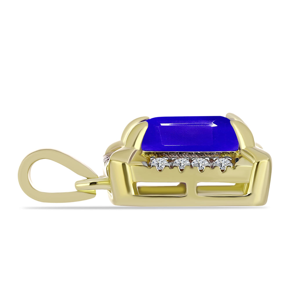 Pandantiv din Argint 925 Placat cu Aur ( 1.58 grame ) cu Agat Albastru și Topaz Alb 1.53 Carate