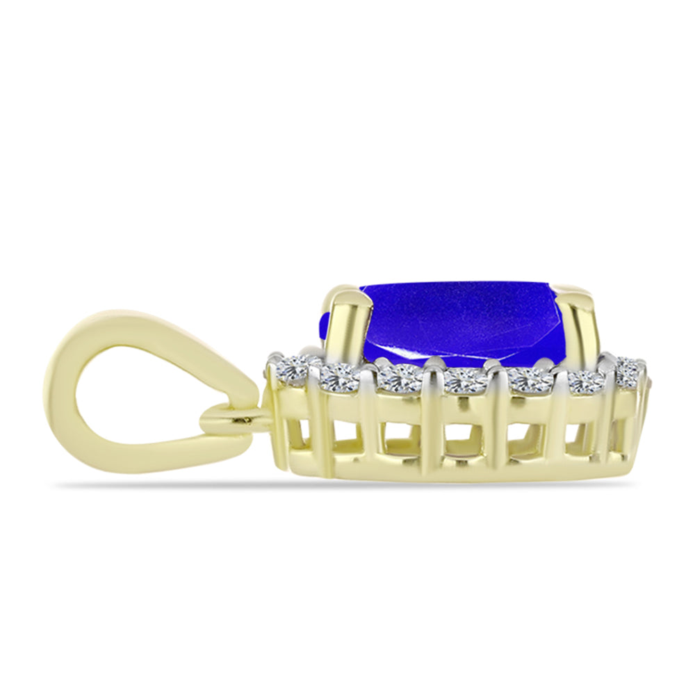 Pandantiv din Argint 925 Placat cu Aur ( 1.21 grame ) cu Agat Albastru și Topaz Alb 1.45 Carate