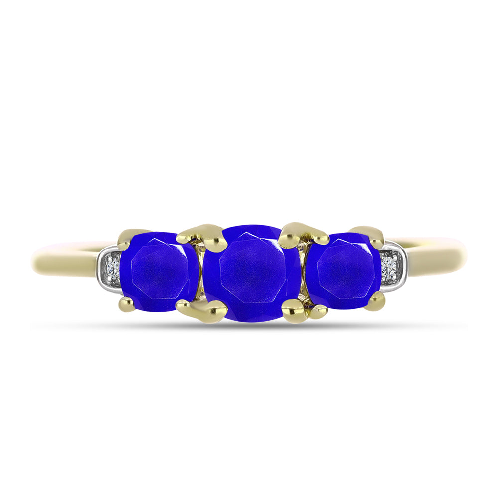 Inel din Argint 925 Placat cu Aur ( 1.7 grame ) cu Agat Albastru și Topaz Alb 1.1 Carate