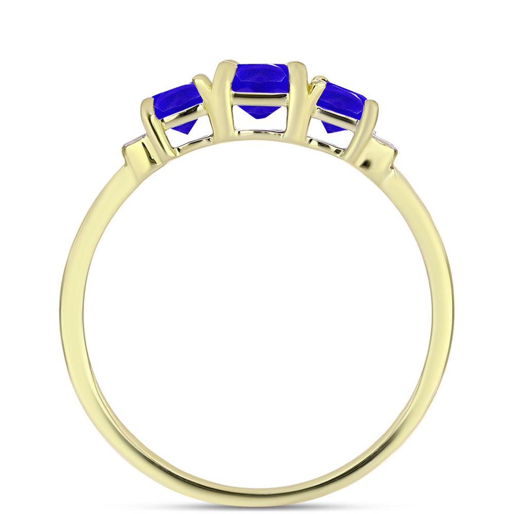 Inel din Argint 925 Placat cu Aur ( 1.7 grame ) cu Agat Albastru și Topaz Alb 1.1 Carate