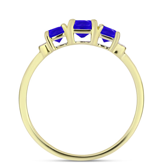 Inel din Argint 925 Placat cu Aur ( 1.7 grame ) cu Agat Albastru și Topaz Alb 1.1 Carate