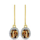 Cercei din Argint 925 Placat cu Aur ( 1.98 grame ) cu Cuarț Coniac și Topaz Alb 1.6 Carate