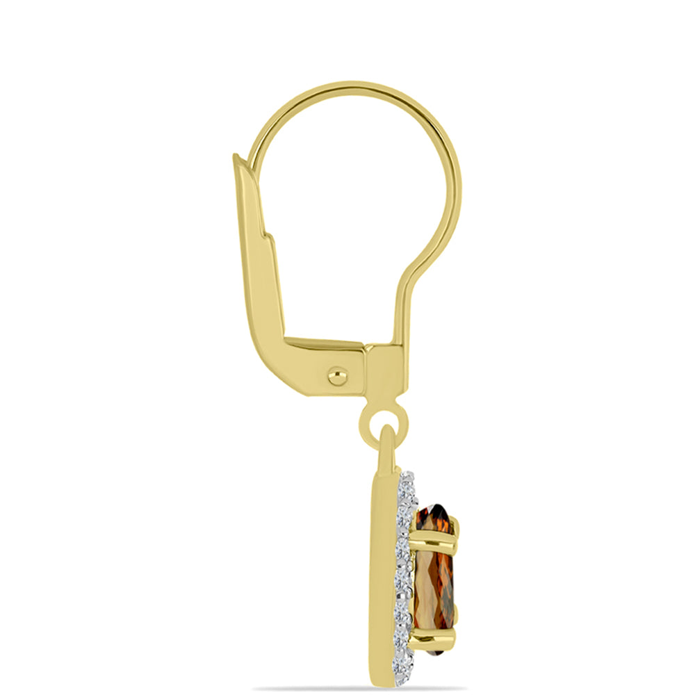Cercei din Argint 925 Placat cu Aur ( 1.98 grame ) cu Cuarț Coniac și Topaz Alb 1.6 Carate 2 
