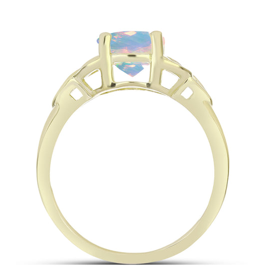 Inel din Argint 925 Placat cu Aur ( 2.5 grame ) cu Opal Welo 1.17 Carate