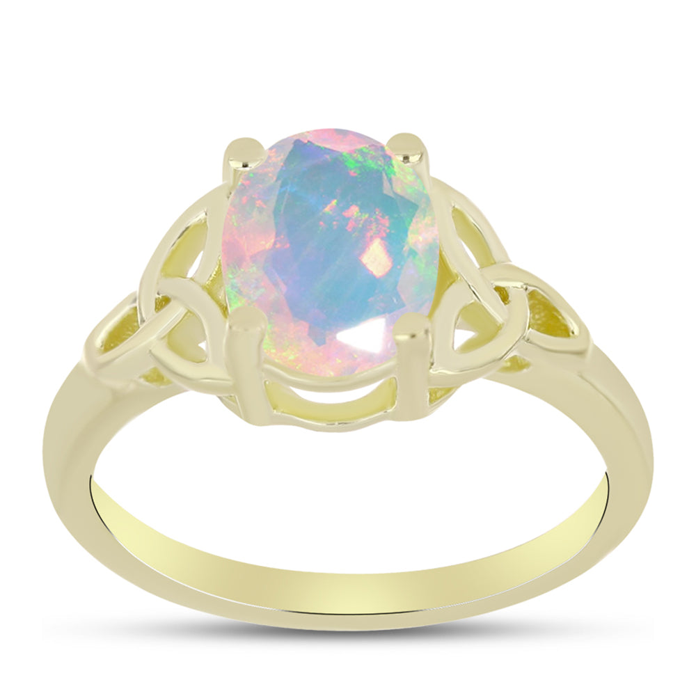Inel din Argint 925 Placat cu Aur ( 2.5 grame ) cu Opal Welo 1.17 Carate 3 
