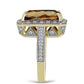 Inel din Argint 925 Placat cu Aur ( 7.26 grame ) cu Cuarț Coniac și Topaz Alb 5.91 Carate
