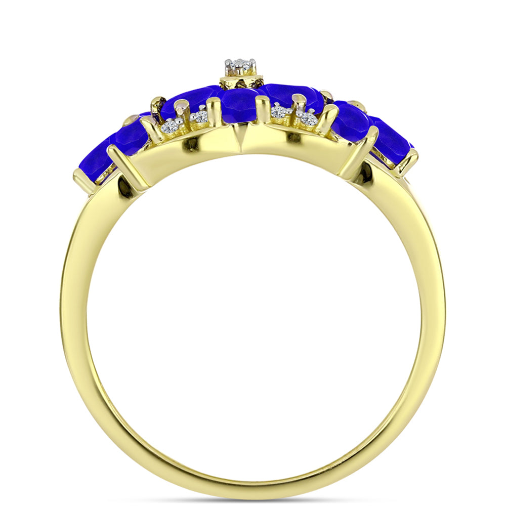Inel din Argint 925 Placat cu Aur ( 3.96 grame ) cu Agat Albastru și Topaz Alb 1.87 Carate 2 