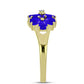 Inel din Argint 925 Placat cu Aur ( 3.96 grame ) cu Agat Albastru și Topaz Alb 1.87 Carate