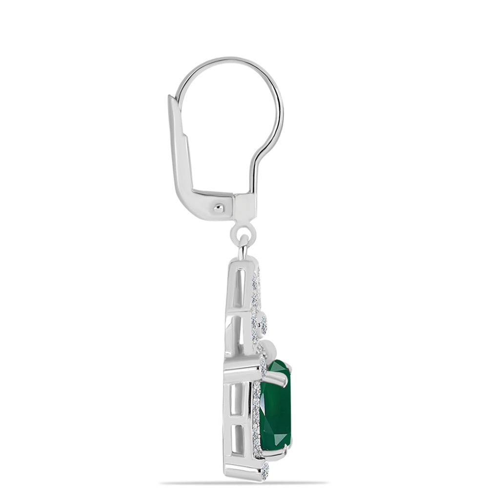 Cercei din Argint 925 ( 4.16 grame ) cu Calcedon Verde și Topaz Alb 3.92 Carate