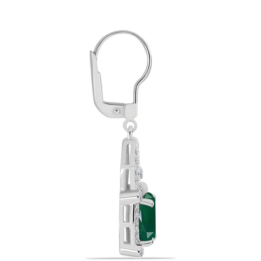 Cercei din Argint 925 ( 4.16 grame ) cu Calcedon Verde și Topaz Alb 3.92 Carate