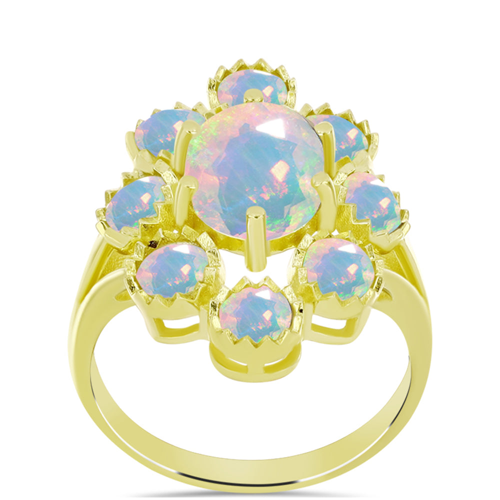 Inel din Argint 925 Placat cu Aur ( 4.06 grame ) cu Opal Welo 3 Carate