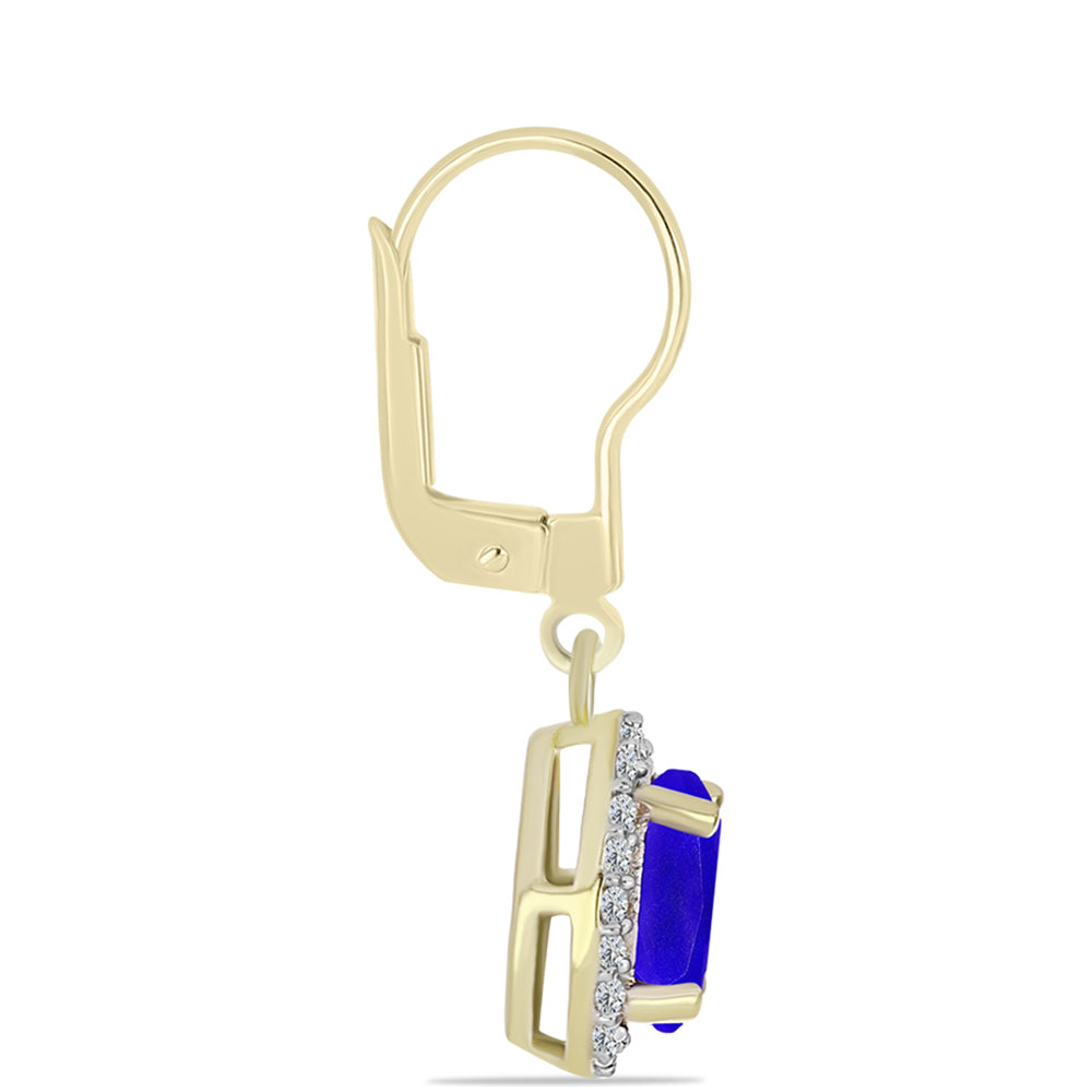 Cercei din Argint 925 Placat cu Aur ( 1.97 grame ) cu Agat Albastru și Topaz Alb 1.4 Carate 2 