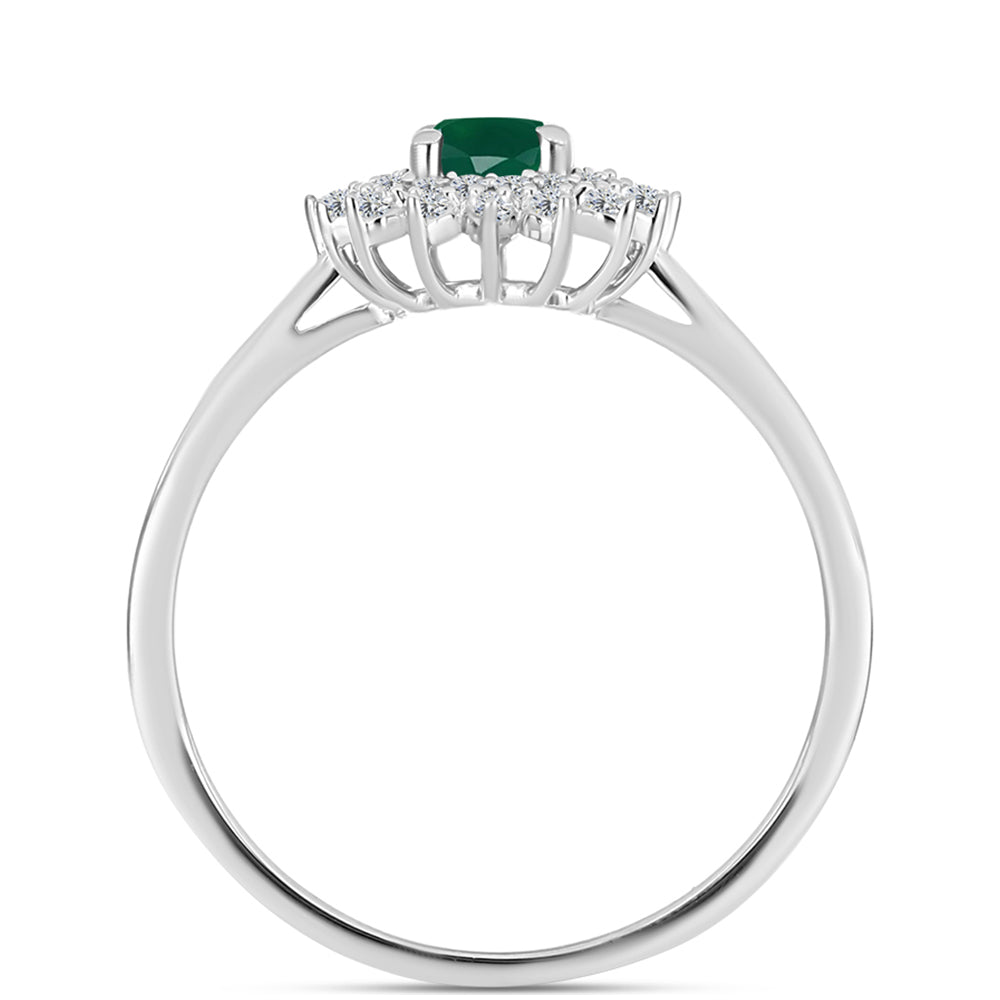 Inel din Argint 925 ( 2.4 grame ) cu Calcedon Verde și Topaz Alb 0.99 Carate