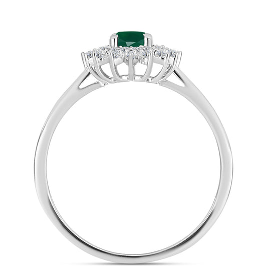 Inel din Argint 925 ( 2.4 grame ) cu Calcedon Verde și Topaz Alb 0.99 Carate