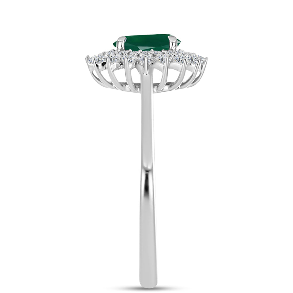 Inel din Argint 925 ( 2.4 grame ) cu Calcedon Verde și Topaz Alb 0.99 Carate 4 