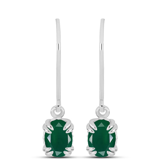 Cercei din Argint 925 ( 1.6 grame ) cu Calcedon Verde 1.32 Carate