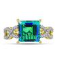 Inel din Argint 925 Placat cu Aur ( 2.83 grame ) cu Cuarț Păun și Topaz Alb 3.8 Carate