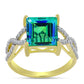 Inel din Argint 925 Placat cu Aur ( 2.83 grame ) cu Cuarț Păun și Topaz Alb 3.8 Carate