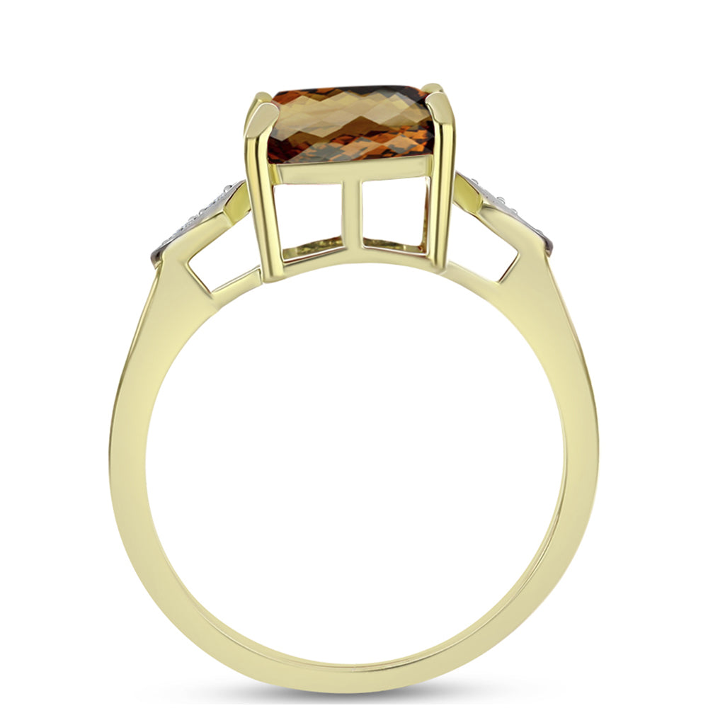 Inel din Argint 925 Placat cu Aur ( 2.8 grame ) cu Cuarț Coniac și Topaz Alb 3.69 Carate 2 