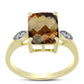 Inel din Argint 925 Placat cu Aur ( 2.8 grame ) cu Cuarț Coniac și Topaz Alb 3.69 Carate